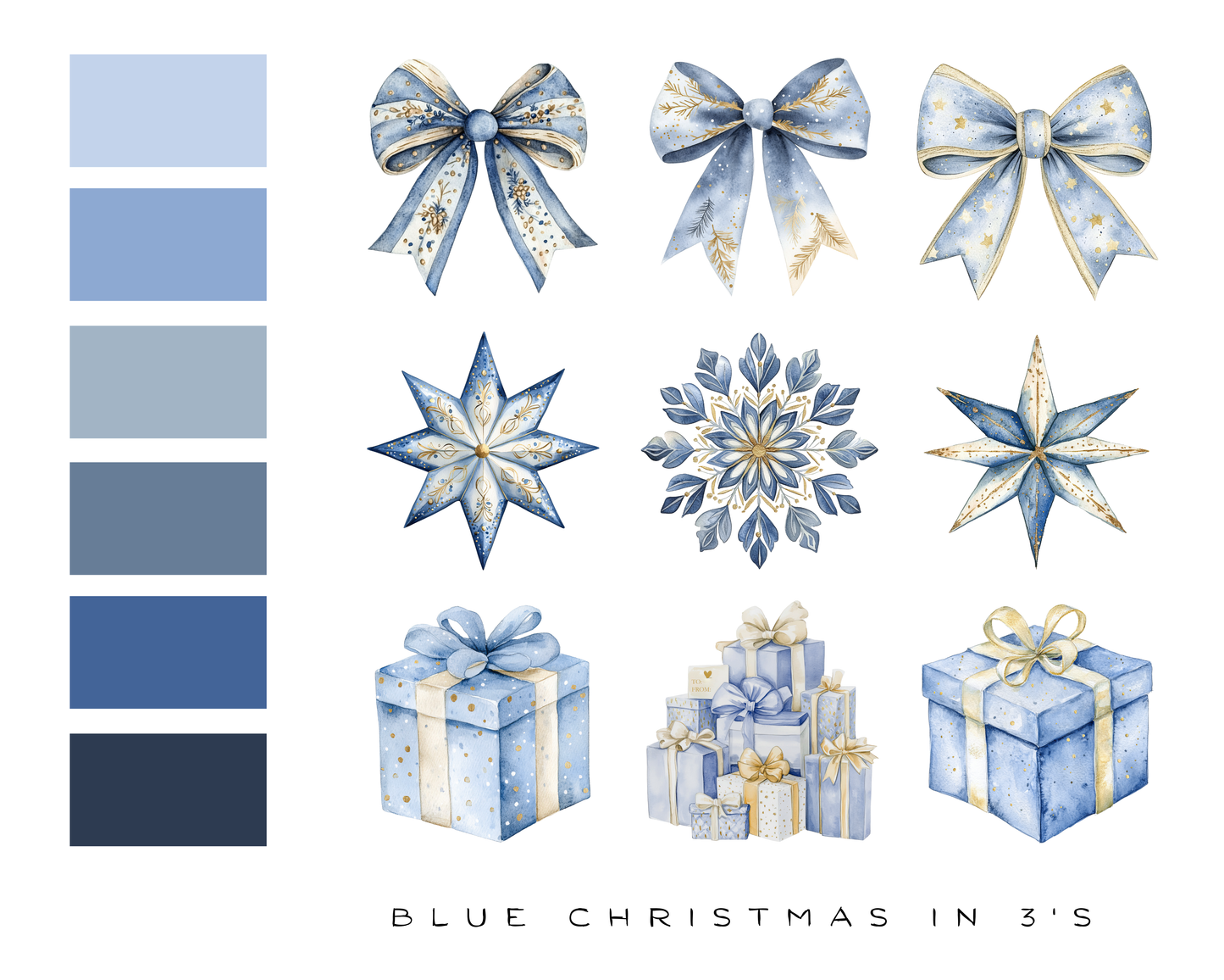 Blue Christmas in 3's