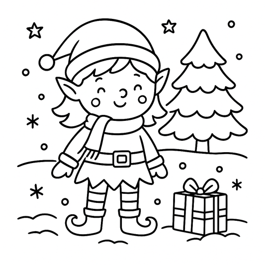 Girl Elf Colouring Pack